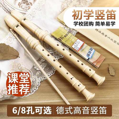 DHS学生儿童塑料竖笛  六孔八孔德式高音白色笛子 直销竖笛