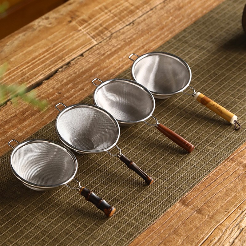 竹柄不锈钢茶漏紫竹节柄滤茶器 茶叶过滤泡茶器 功夫茶具茶道零配