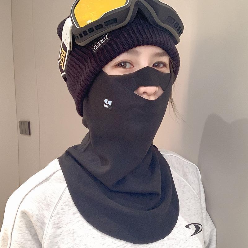 新款德绒防水滑雪护脸面罩女运动骑行保暖透气护脖秋冬薄款挂鼻脖