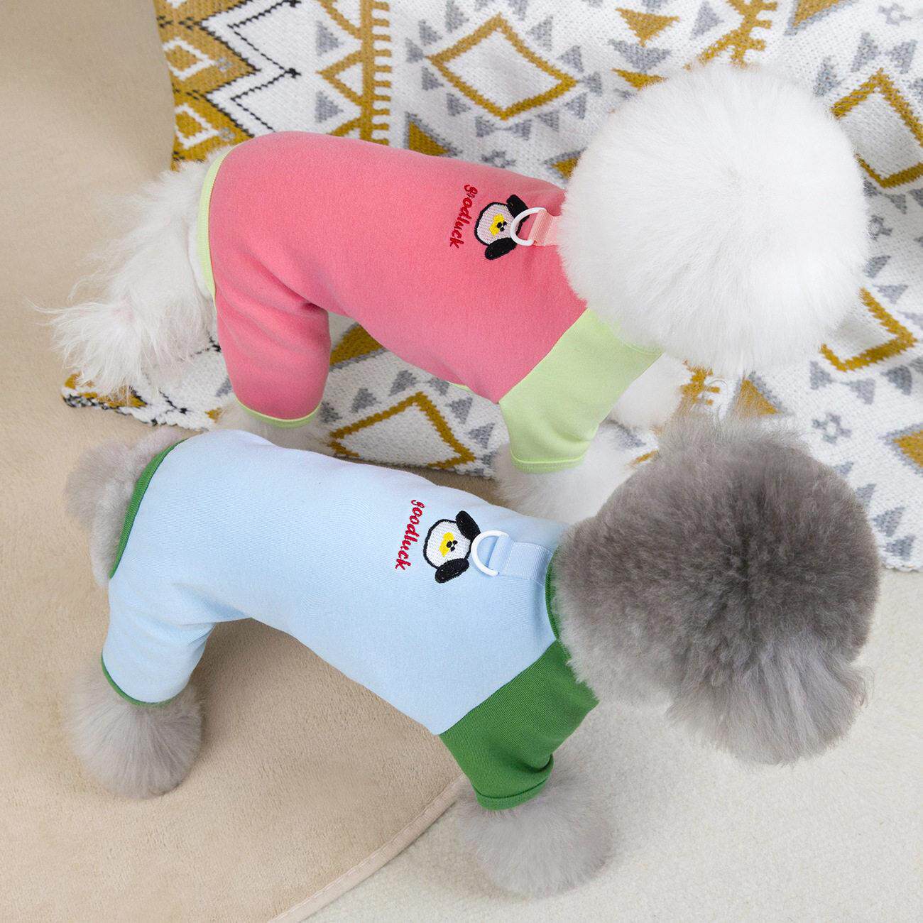 宠物衣服春夏装狗狗四脚居家服泰迪比熊小型犬夏季薄款拼色四腿衣