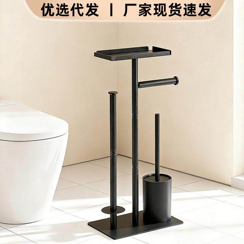 新款不锈钢立式纸巾架马桶刷套装卫生纸架浴室厕纸架卷纸架纸巾盒