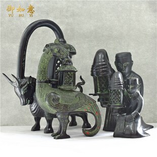汉代宫廷牛灯长信宫灯雁鱼灯鸟型灯青铜器仿古工艺品开业礼品摆件