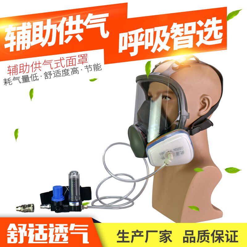 辅助供气式空气呼吸器防毒面具全面罩防尘化工化学喷漆用喷塑喷砂