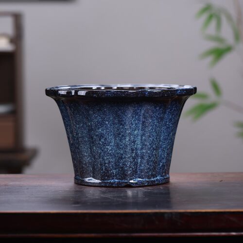 清香阁紫砂 中式手工锦囊花盆 古典桌面绿植盆景盆春兰蕙兰花器