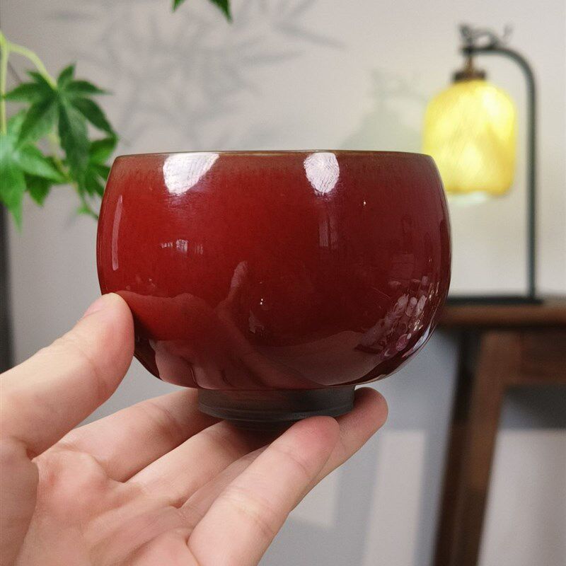 顶先原矿釉铁胎郎红遇水化冰品茗杯陶瓷功夫茶具茶杯主人杯单杯