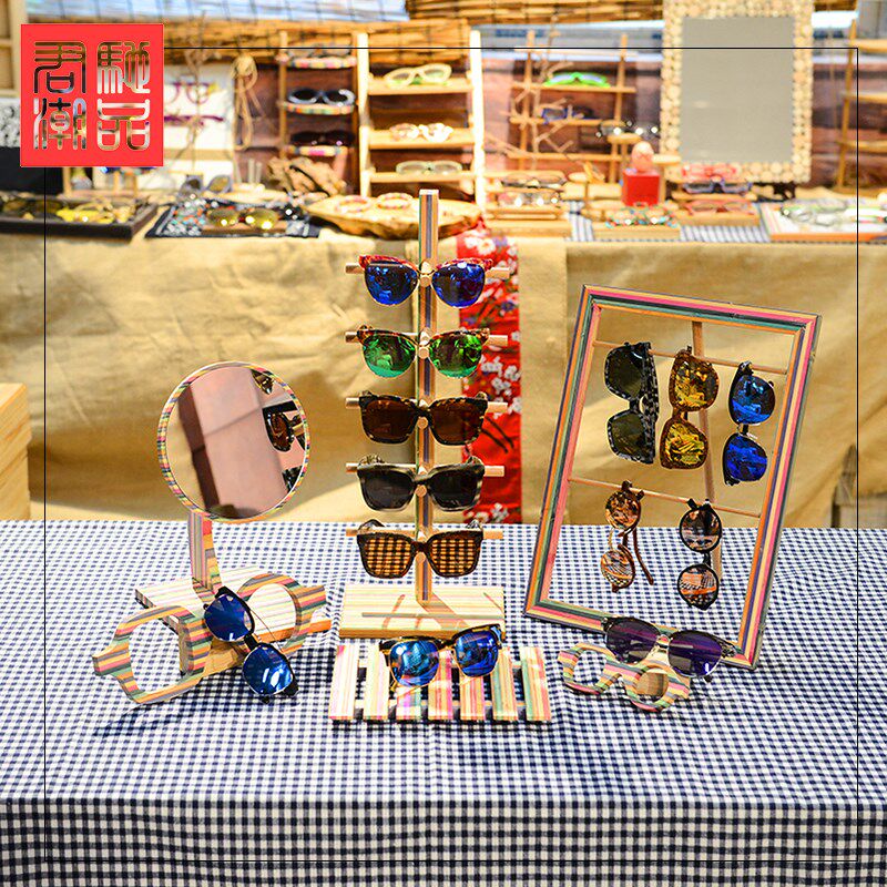 君驰潮品 眼镜店陈列架子展示台太阳镜展示架木道具货架橱窗摆件