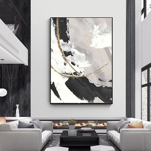 意式极简黑白抽象落地客厅玄关沙发背景墙装饰画走廊过道竖版挂画