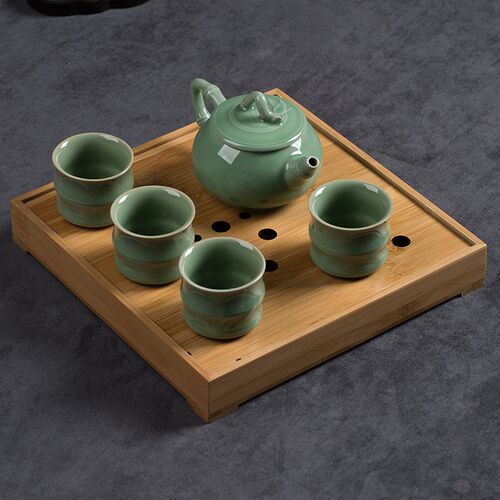 龙泉青瓷旅行功夫茶具小套装一壶四杯可携式家用办公中式泡茶壶组