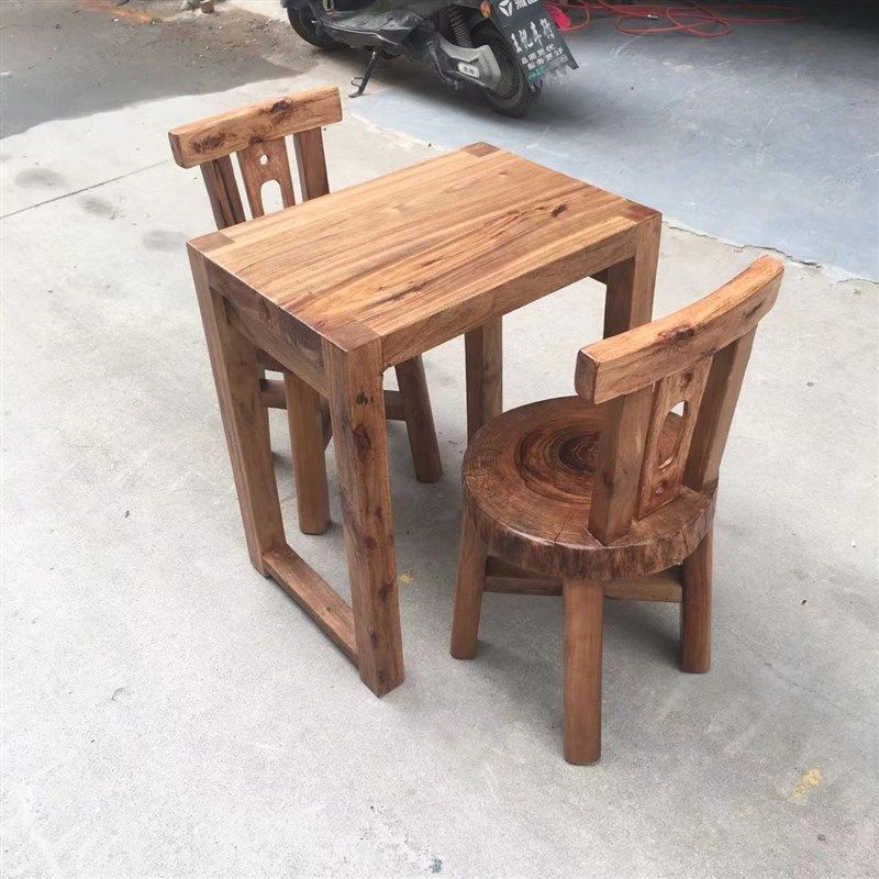 香樟木茶台家用阳台茶桌椅组合三件套简约小户型休闲长方形泡茶桌