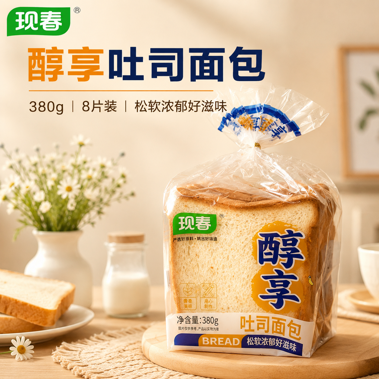 现春牌醇享吐司面包片380g早餐