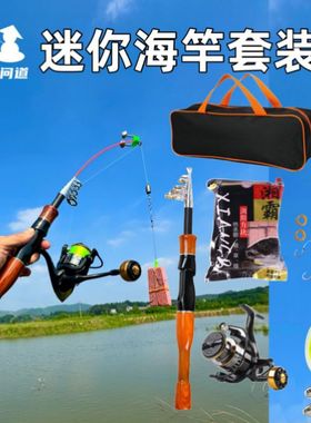 抛竿问道迷你海竿套装超硬便携短小1.68米浏阳钩钓法钩饵全套钓组
