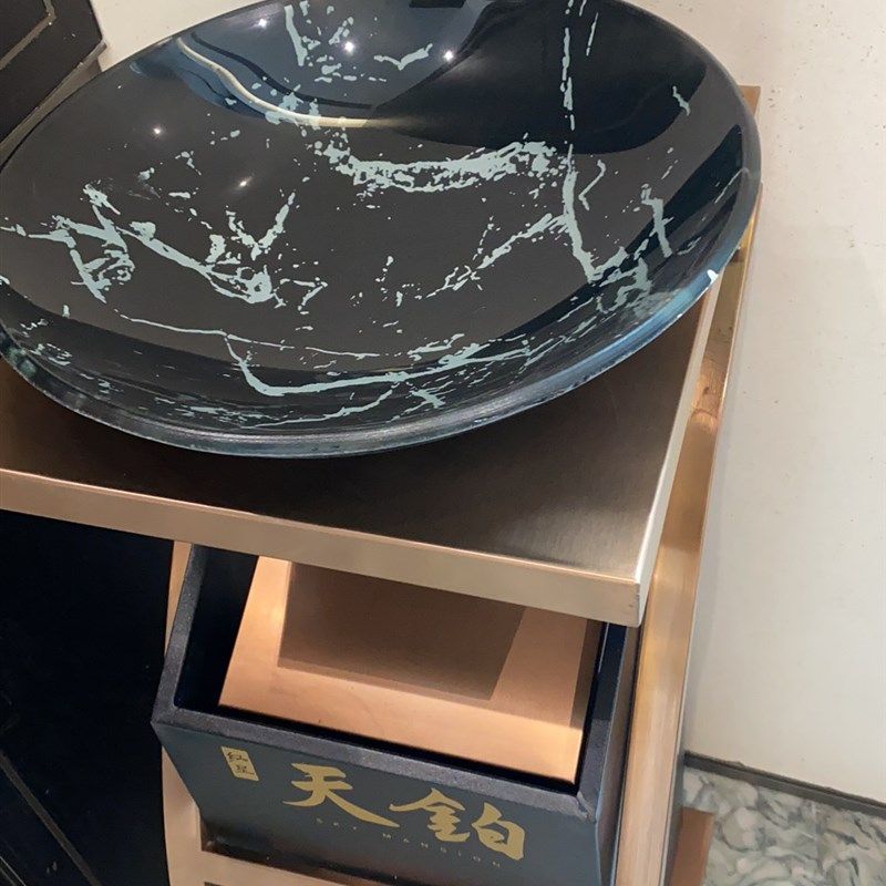 酒店大堂不锈钢垃圾烟灰桶缸盆配套灭烟盆玻璃黑色盆黑白根座地桶
