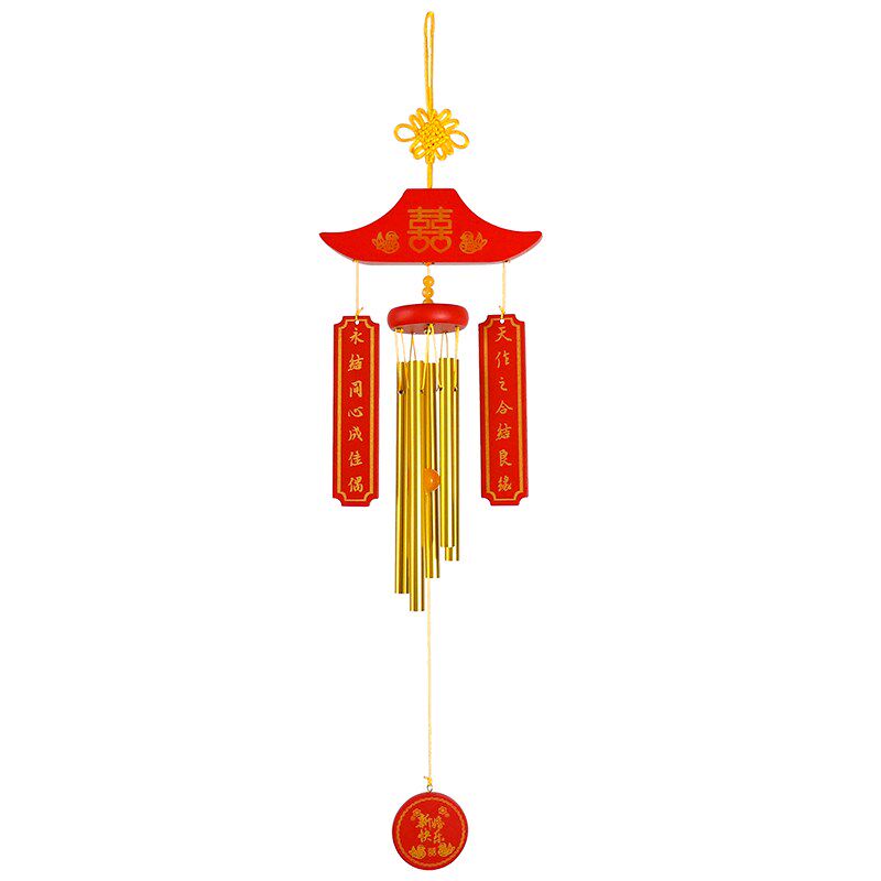 中式古风新年快乐风铃挂饰门饰春联红色氛围装饰福字门铃铛挂件