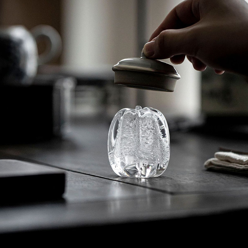清欢丨饴山非白琉璃南瓜盖置 盖碗托紫砂盖托复古茶台摆件茶配件