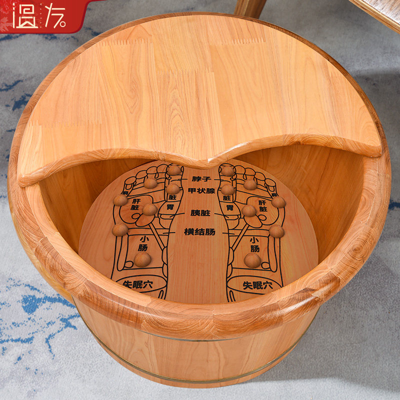 泡脚按摩桶家用木质洗脚桶过小腿实木足浴洗脚泡脚盆保温养生木桶