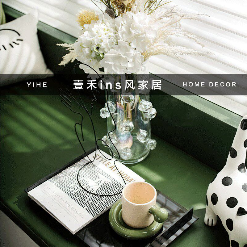 高级感艺术异形装饰品摆件托盘创意软装水杯样板间酒书柜抽象摆设