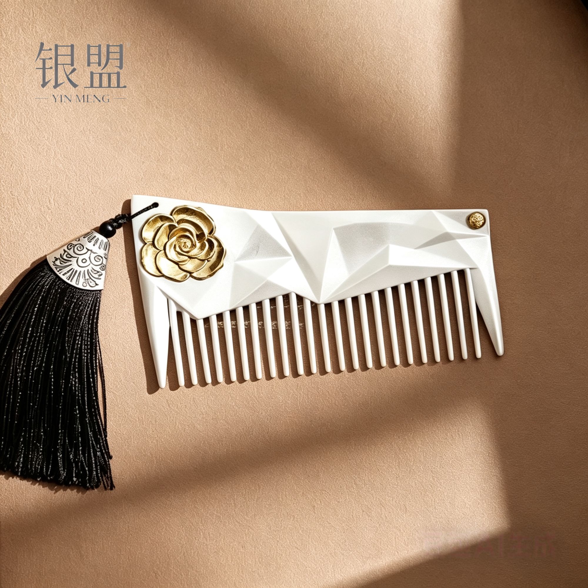 足银银制品 999纯银一封情书银梳