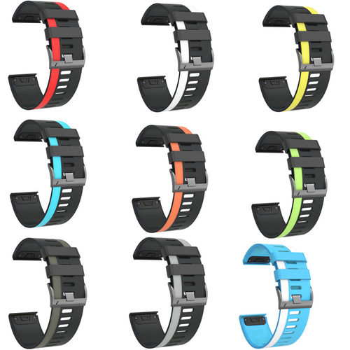 适用佳明Fenix7x Epix Fenix6X Fenix5泰铁时双色硅胶快拆表带