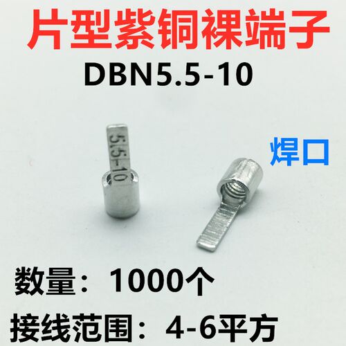 DBN5.5-10 裸端头 片形接线端子4-6平方 接线鼻子 紫铜 1000只