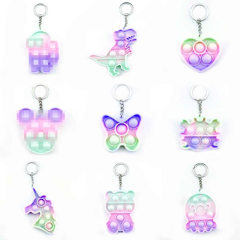 New Heart Shaped Bubble Push Keychain Anti Stress Sensory Di