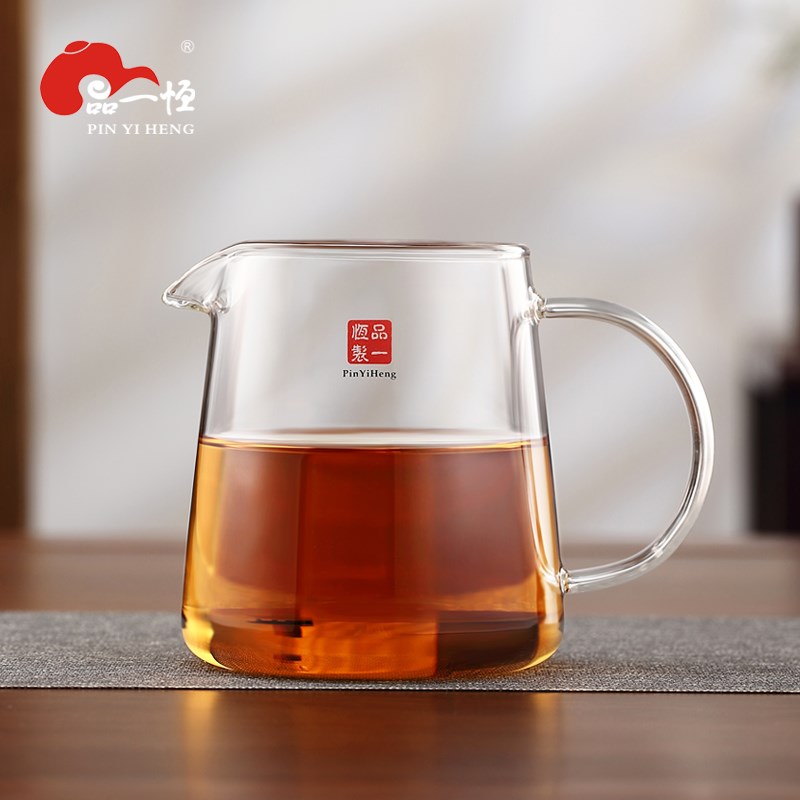 品一恒高硼硅玻璃公道杯加厚分茶器透明茶海耐热高档滤茶一体套装