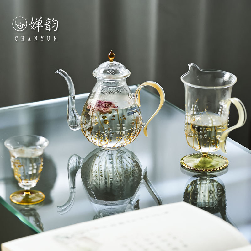 婵韵 十卿耐热玻璃大麦谷语泡茶壶茶杯单个中式小清新家用泡茶壶