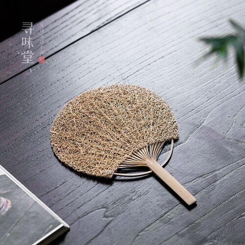 天然丝瓜络小扇子迷你复古手工茶道配件国风茶室文玩 炭炉扇子