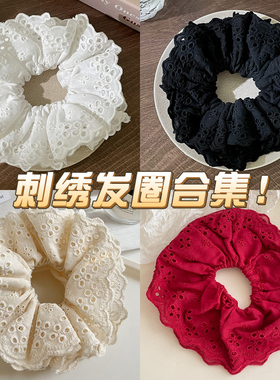网红蕾丝花边大肠发圈法式复古发绳丸子头皮筋扎头女头绳发饰头饰