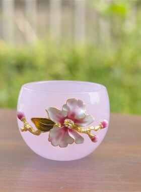 粉玉琉璃茶杯功夫茶盏女主人杯品茗杯个人珐琅彩专属杯子100毫升