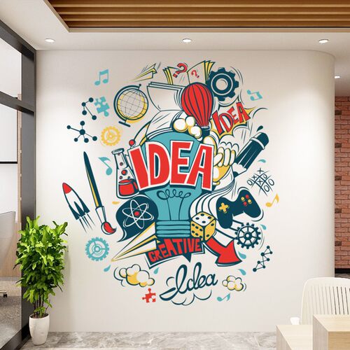 防水好贴仿手绘黑白涂鸦idea创意灵感贴纸励志贴画办公室墙面装饰