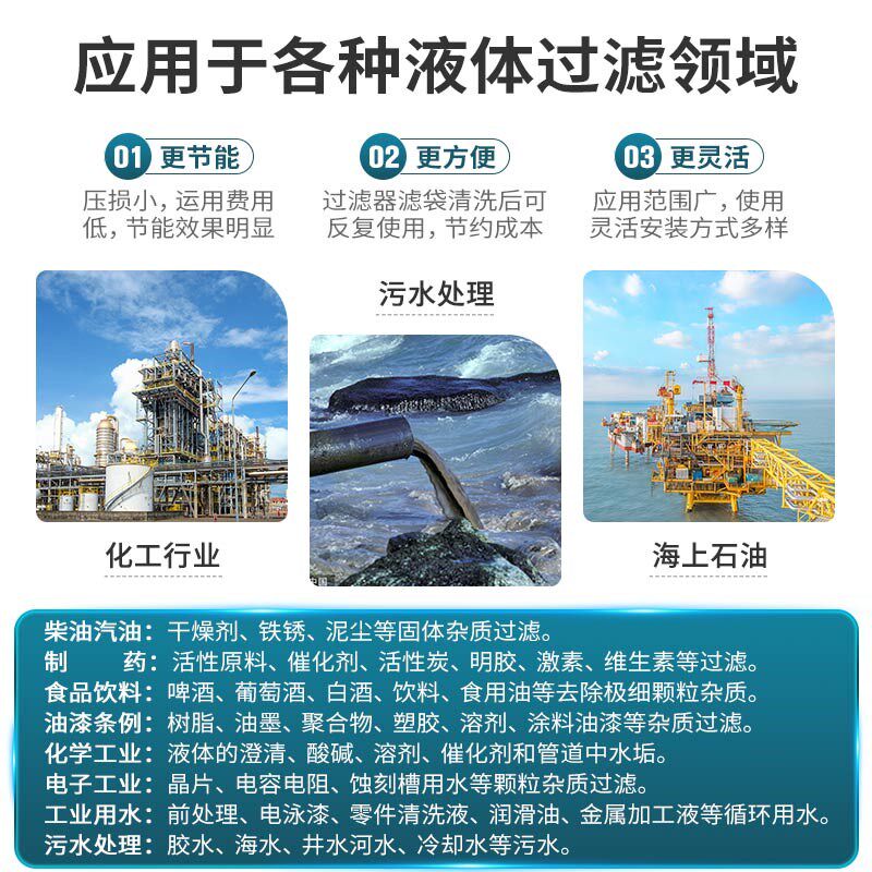 不锈钢袋式过滤器工厂酒店泥沙柴油电泳漆切削液浴池前置净水器