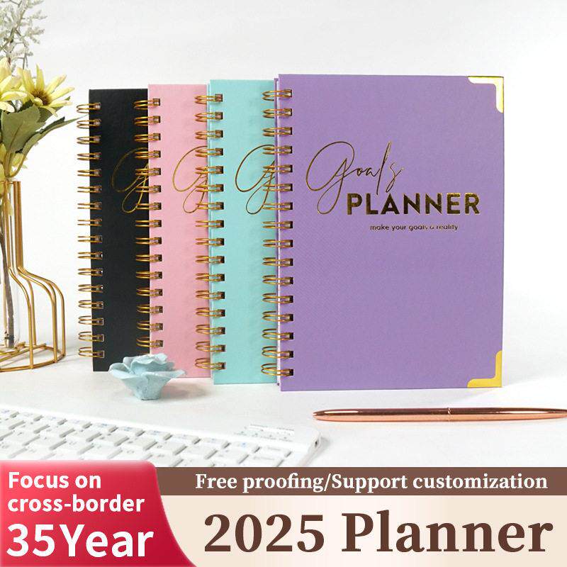 跨境2026planner计划本日程本烫金封面线圈本每日计划本笔记本