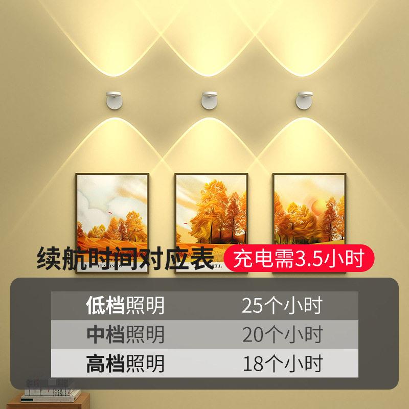 双面壁灯遥控充电射灯免布线插电led照片墙灯免安装壁画灯广告