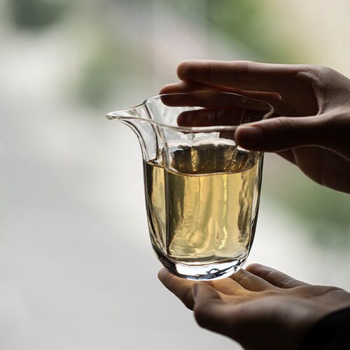 玻璃花口公道杯 加厚分茶器公杯 功夫茶具茶道配件茶海大号