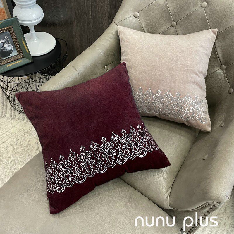 奢华仿马毛排钻 酒红驼色方枕样板房时尚感欧式抱枕 靠垫 靠包