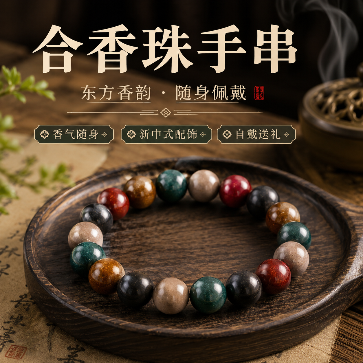 家更美 古法草本中药合香珠手串新中式手串非遗自戴纯手工五行