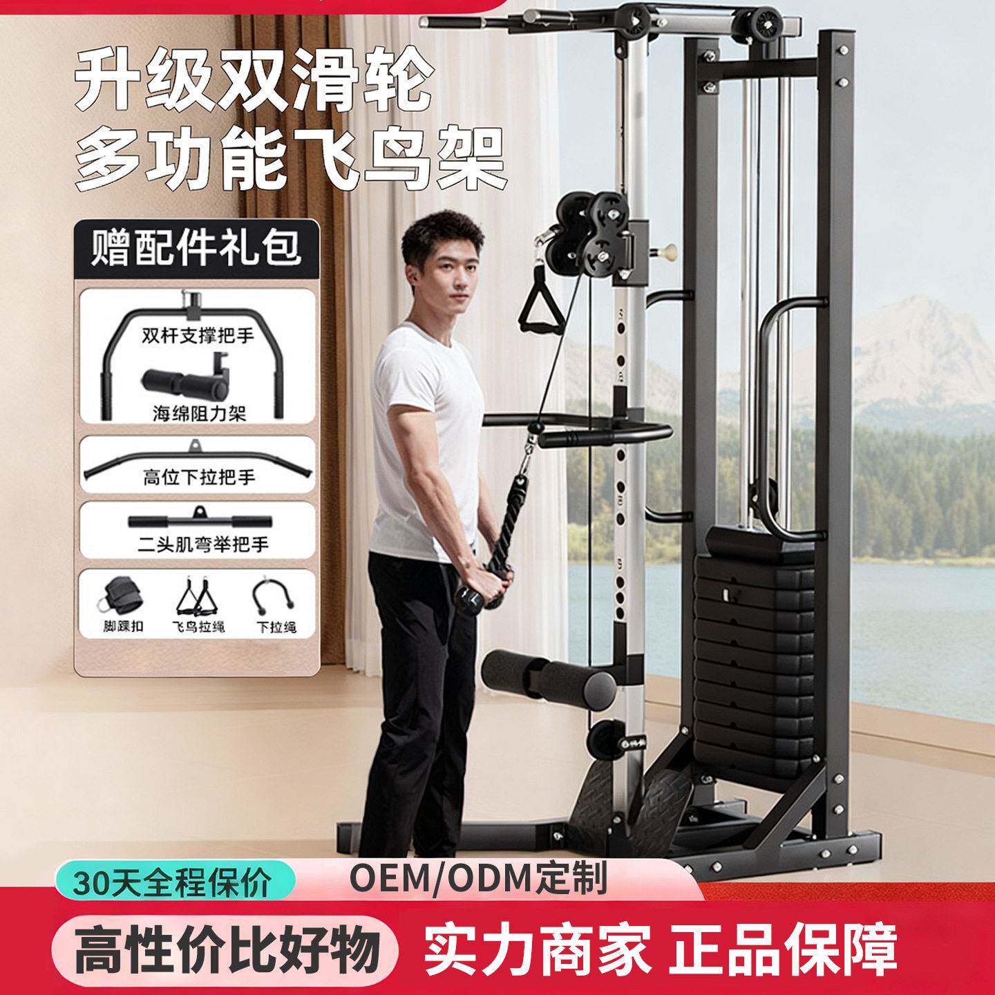 商用边飞鸟多功能小飞鸟龙门架家用低拉划船引体向上架健身器