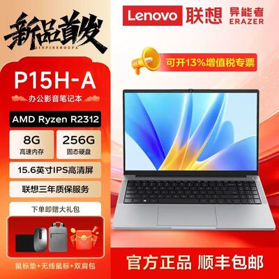 联想（Lenovo）异能者笔记本电脑 15.6英寸轻薄本 高性能AMD办公本商务大学生专用P15H 8G+256G