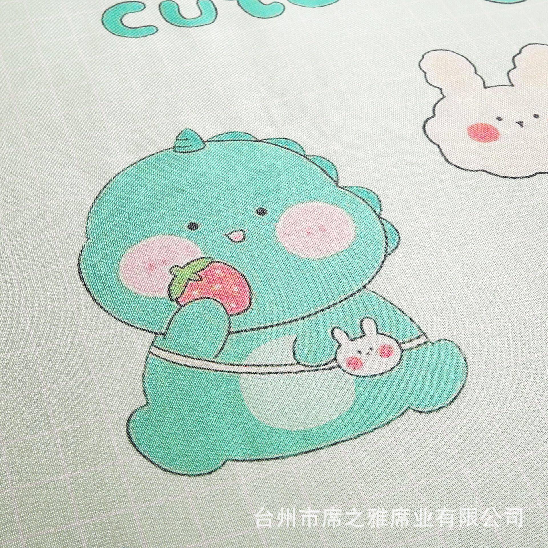 厂家现货印花凉席面料婴幼儿冰丝席白胚卡通儿童席宠物防滑