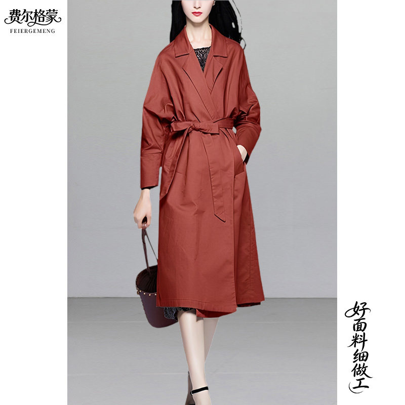 高档女风衣秋季新款时尚简约外套中长款韩版修身休闲气质轻薄通勤