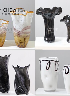 中古风玻璃花瓶多款琉璃创意水培插花样板间售楼酒店餐桌家具饰品