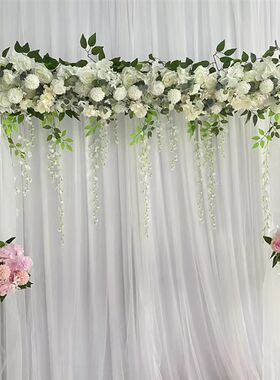 森系婚庆长条花排结婚拱门花舞台背景迎宾区布置排花仿真绢花花艺