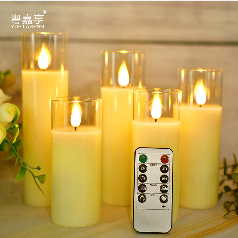LED电子蜡烛灯遥控水滴双灯玻璃套装婚庆节日会所摆件酒吧舞台灯