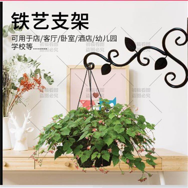 欧式植物花架壁挂式铁艺花篮墙壁装饰吊篮花架金属悬挂花架
