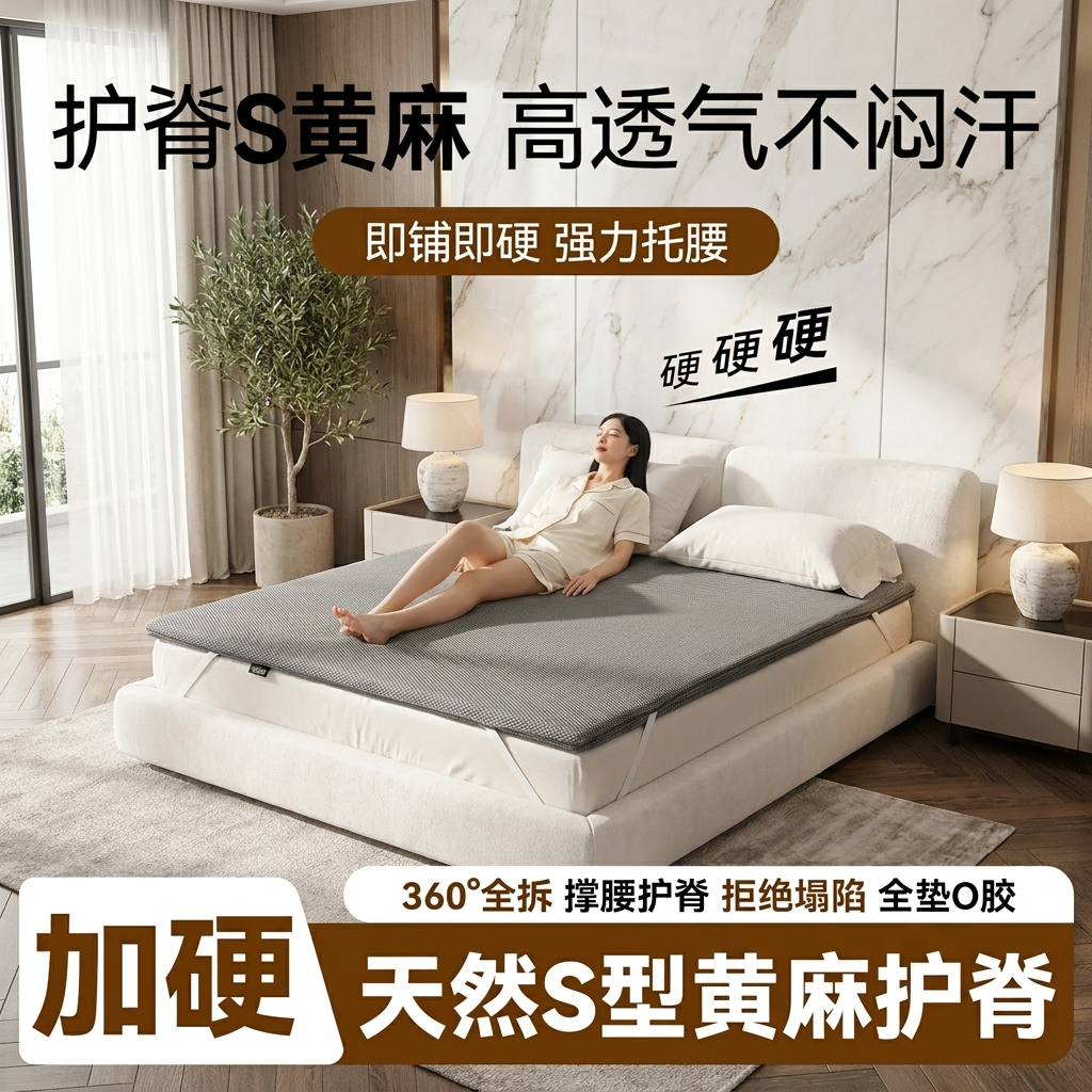 加硬神器0胶水软床垫加硬神器黄麻护腰脊薄款偏硬板棕榈
