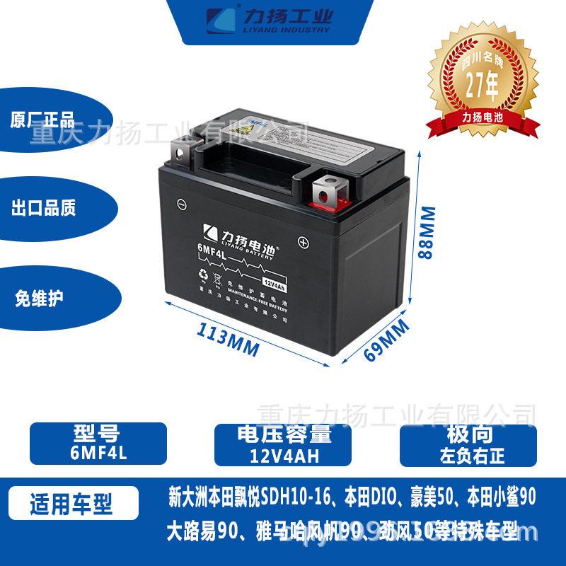 厂家直销6MF4L摩托车免维护铅酸蓄电池 12V4Ah起动型蓄电池电