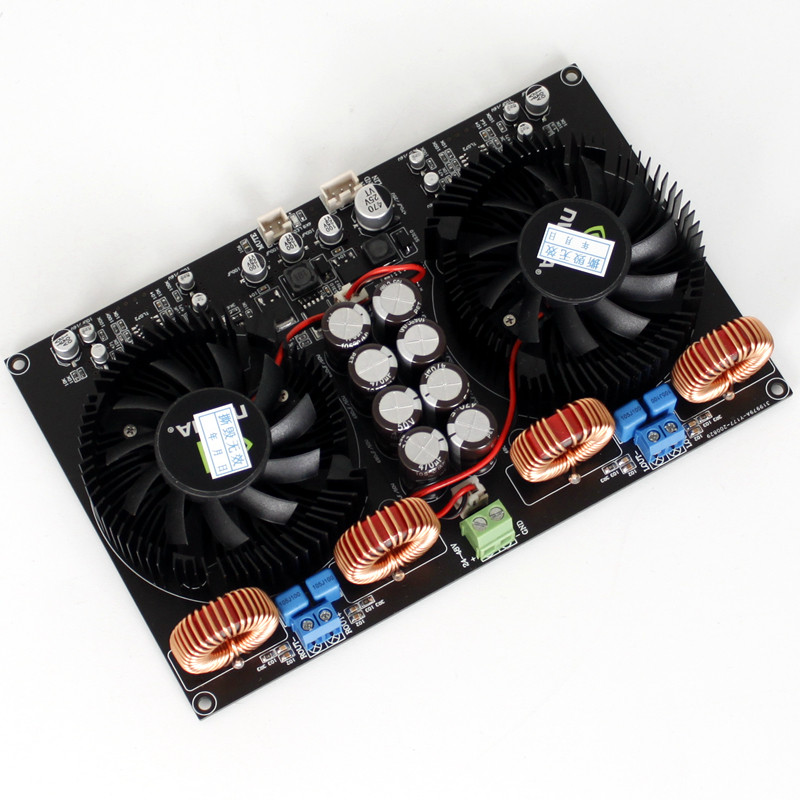 YJ-TPA3255数字 D类 双芯大功率 2.0功放板(风冷款) 600W+600W
