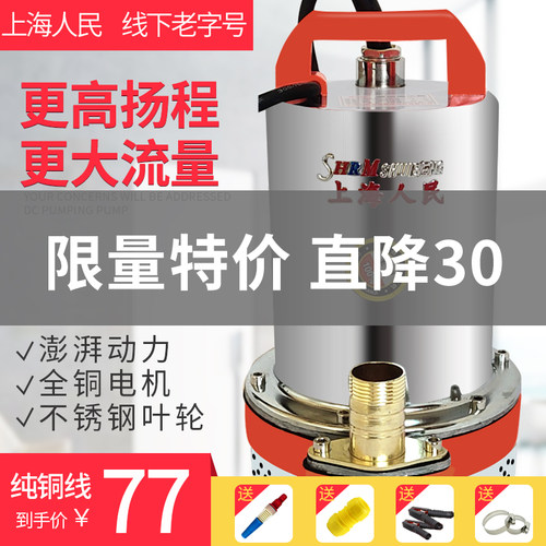 直流潜水泵48v60v农用电瓶抽水机12v24v72伏小型抽水泵电动车水泵