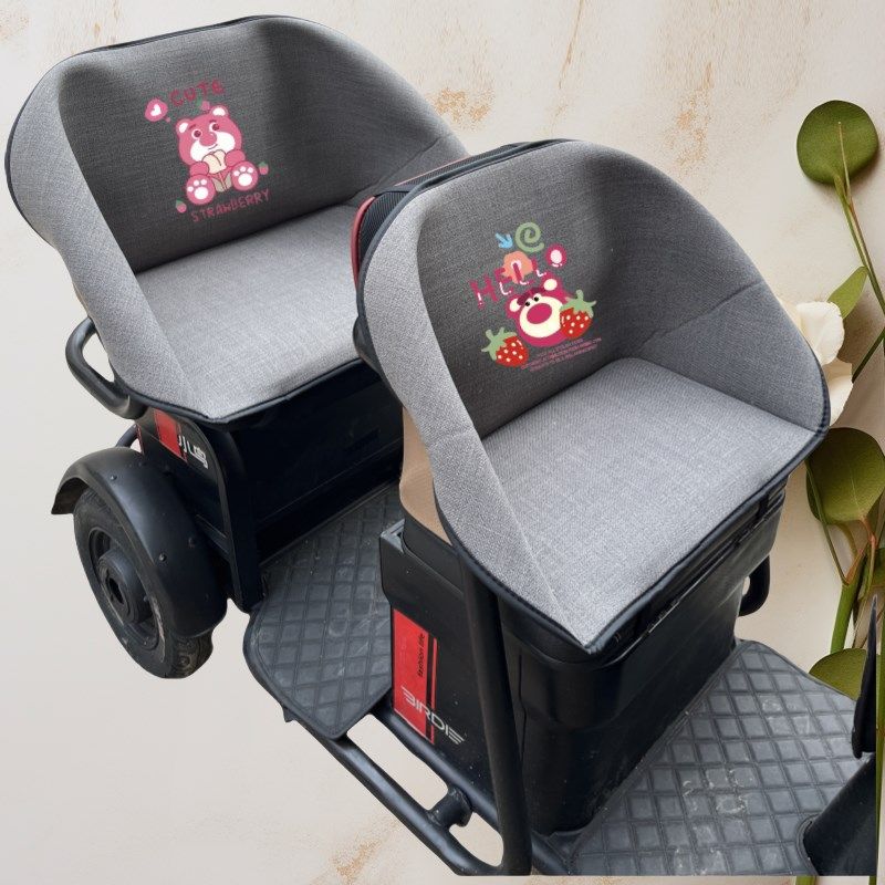 冬季防风保暖护腰电动三轮坐垫座套罩防漏靠背一体透气布料通用
