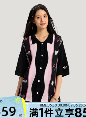 adidas阿迪达斯三叶草男女夏POLO SS运动休闲针织开衫外套KY8309